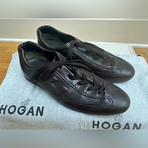 HOGAN brown leather sneakers /driving shoes extra comfortable size 8,5 - Picture 6 of 11